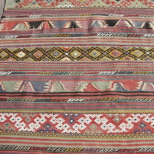 Rare Large Turkish kilim rug, Kelim Teppich, Tappeto, tapis, Area Rug, 5.4 x 7.11 ft, image 6