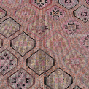 Floral design Large Turkish Kilim - Vintage kilim, kilim rug, 6 x 9.7 ft, bohemian kilim rug, large living room rug, bedroom rugs image 11