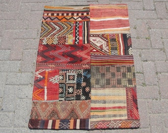 Patchwork Small rug, patchwork rug, kilim rug, Vintage kilim, patchwork area rug, living room rug, 2.5 x3.7 ft