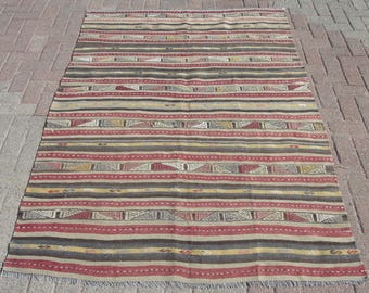 5x7 Turkish Kilim Rug | Vintage kilim rug | Kilim rug | Bohemian rug | Bedroom rug  | Rug | 4.8 x 7 ft