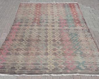 Tapete Kilim de 6x9 pés (1,83m x 2,74m) - Tapete Kilim - Tapetes para sala de estar - Tapete Kilim - Tapetes de lã feitos à mão