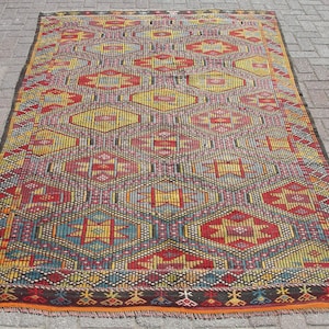 6x9 KILIM RUGS - Rugs for living room, 5.5 x 9 ft, rug, bohemian rug, red kilim rug, kelim teppich