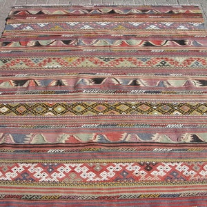 Rare Large Turkish kilim rug, Kelim Teppich, Tappeto, tapis, Area Rug, 5.4 x 7.11 ft, image 4