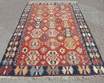 6x11 Handmade Area kilim rug, Area rug, turkish kilim rug, rug, 6 x 11.4 ft, bohemian kilim rug, living room decor rug