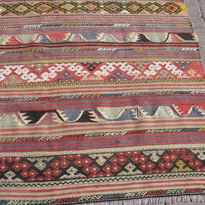 Rare Large Turkish kilim rug, Kelim Teppich, Tappeto, tapis, Area Rug, 5.4 x 7.11 ft, image 5