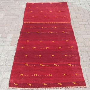 3x8 Kilim rug runner red, Vintage kilim Runner, 3.2 x 7.5 ft, Turkish runner kilim, Area Rug runner, Teppich kelim, Runner Kilim,