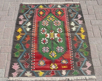 Kleine kelimtapijt van 3 x 4, boho-kelim, woonkamertapijten, slaapkamertapijten