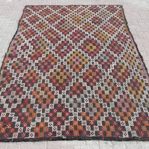 6x9 Handmade Bohemian kilim rug, 5.3 x 8.11 ft, kilims, Vintage Turkish kilim, kelim teppich, rugs for living room, area large rugs