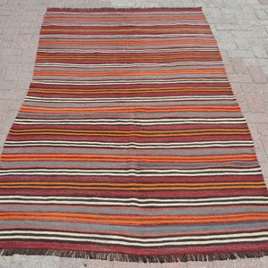 kilim Rug, Vintage Turkish rug, Rug, 4.2 x 7.2 ft, area rug, rug, bohemian rug, Bedroom rug, Livingroom Rug