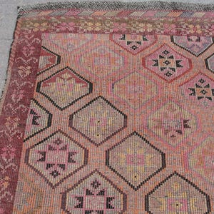 Floral design Large Turkish Kilim - Vintage kilim, kilim rug, 6 x 9.7 ft, bohemian kilim rug, large living room rug, bedroom rugs image 9