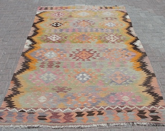 Tapete Kilim Raro Especial 6x9 - Tapete Kilim de grande área, tapete de decoração boho, tapete de corredor Kilim, tapetes Kilim para sala de estar