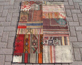 3 x 5 vintage patchwork tapijt tapijt, badkamertapijten, tapijt, 2,10 x 4,2 ft, tapijten voor woonkamer, kelimtapijten slaapkamer keuken eetkamer,