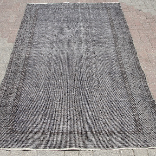 Alfombra sobreteñida gris 5x8, alfombras vintage Area Large, alfombra, corredor de alfombra, alfombra Oushak, alfombra para sala de estar, 4.8 x 2.4 m, Teppich,