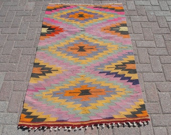 3x5 Kilim Rug, Decorative Kilim, Vintage Decor kilim, Rugs for living room,