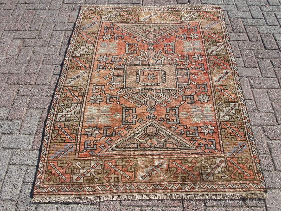 Muted Area Rug, 4 X 5.8 Ft, Vintage Large Area Rug, Oushak Rug, Rug for ...