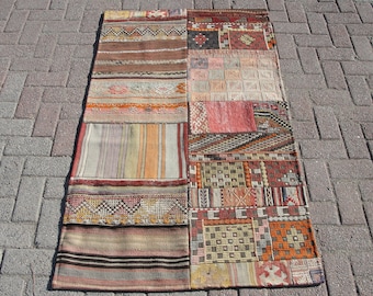 3x5 Patchwork Kilim Dywaniki - turecki kilim dywan - dywany do sypialni