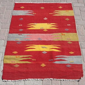 Area Kilim Rug | Vintage kilim rug | Turkish rug | Rug for Living room | Kilim rug runner | Kelim Teppich | 3.2 x 4.4 ft | Carpet