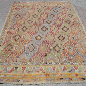 6x9 Rug Area LARGE, Turkish kilim, 5.7 x 8.7 ft, Vintage kilim, cotton kilim rug, kilim rug for living room, teppich kelim,