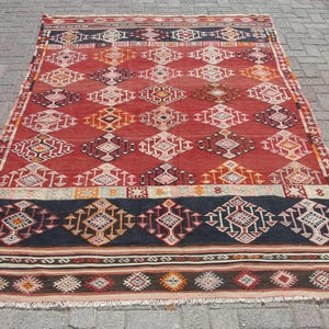 6x9 Turkish Kilim Rug | Vintage kilim rug | Kilim rug | Bohemian rug | Bedroom rug  | Rug | 5.8 x 9.3 ft