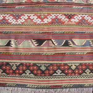 Rare Large Turkish kilim rug, Kelim Teppich, Tappeto, tapis, Area Rug, 5.4 x 7.11 ft, image 8