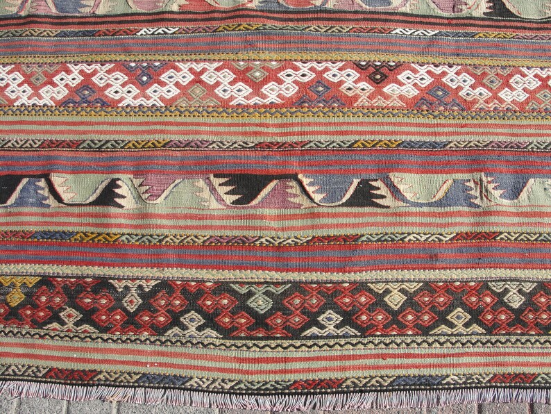 Rare Large Turkish kilim rug, Kelim Teppich, Tappeto, tapis, Area Rug, 5.4 x 7.11 ft, image 8