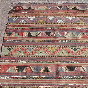 Rare Large Turkish kilim rug, Kelim Teppich, Tappeto, tapis, Area Rug, 5.4 x 7.11 ft, image 7