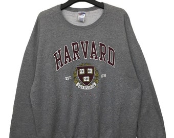 Vintage Harvard Veritas University Big Logo Sweatshirt Grey Color X-Large Size