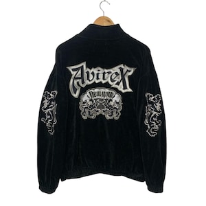 希少XL AVIREX vintage suka jacket ブラック 刺繍 AVIREX（アヴィレックス）の「カウ ヴィンテージ スカ