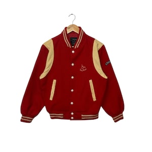 Vintage 90&#39;s Troy Bros Small Logo Button Ups Varsity Wool Jacket