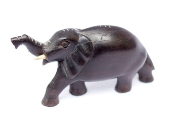 Vintage Elephant - Wooden Elephant - Miniature Elephant - Wooden Elephant Decor - Elephant Decor - Mini Elephant - Elephant Figurine