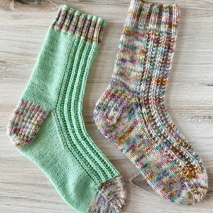 SERENE SOCKS Pattern, Fingering and DK Weight Sock Knitting Pattern, Digital Copy Only, Three by the Sea Designs, Both Sizes Included image 3