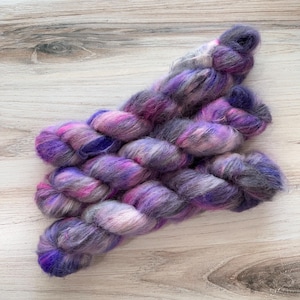 Suri SPACE PRINCESS Hand-Dyed Yarn, Lace Weight Yarn, St. Augustine Base, Variegated Yarn, Alpaca Yarn, Silk Blend Yarn, Space Yarn, Neon