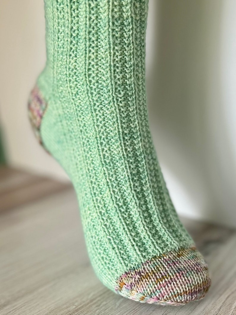 SERENE SOCKS Pattern, Fingering and DK Weight Sock Knitting Pattern, Digital Copy Only, Three by the Sea Designs, Both Sizes Included image 4