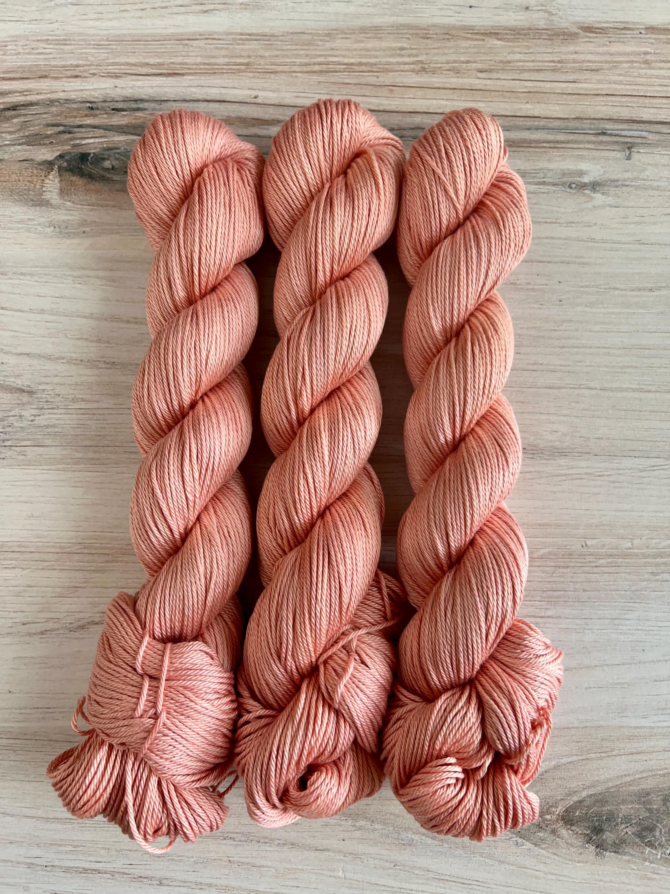 Cotton TERRACOTTA Hand-Dyed Yarn, Fingering or DK Weight Yarn, Pima Cotton, Sock Yarn, Clearwater Base, Tonal Yarn, Pink Yarn, Summer Yarn