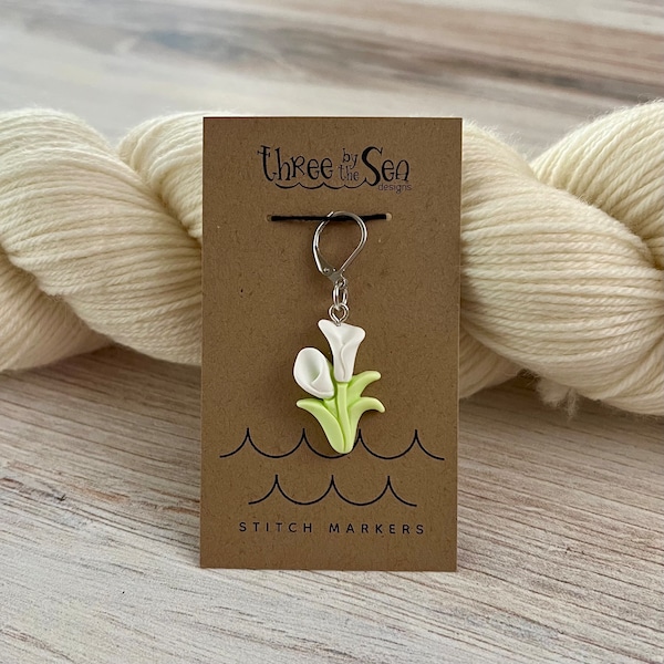 LILY Stitch Marker, Lily Progress Keeper, Flower Stitch Marker, Three by the Sea Designs, Single Charm, Spring Knitting, Easter Charm