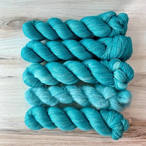 TOTALLY TEAL Hand-Dyed Yarn, Three by the Sea Designs, Sock Weight Yarn, DK Yarn, Lace Weight Yarn, Tonal Yarn, Blue Yarn, Green Yarn