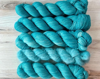 TOTALLY TEAL Hand-Dyed Yarn, Three by the Sea Designs, Sock Weight Yarn, DK Yarn, Lace Weight Yarn, Tonal Yarn, Blue Yarn, Green Yarn