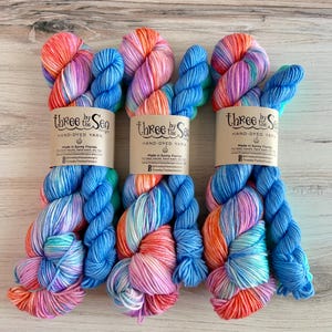DK Sock Set SURF&#39;S UP, Hand-Dyed Yarn, Dk Weight Yarn, Three by the Sea Designs, Variegated Yarn, Summer Yarn, Knitting Yarn, Beach Yarn