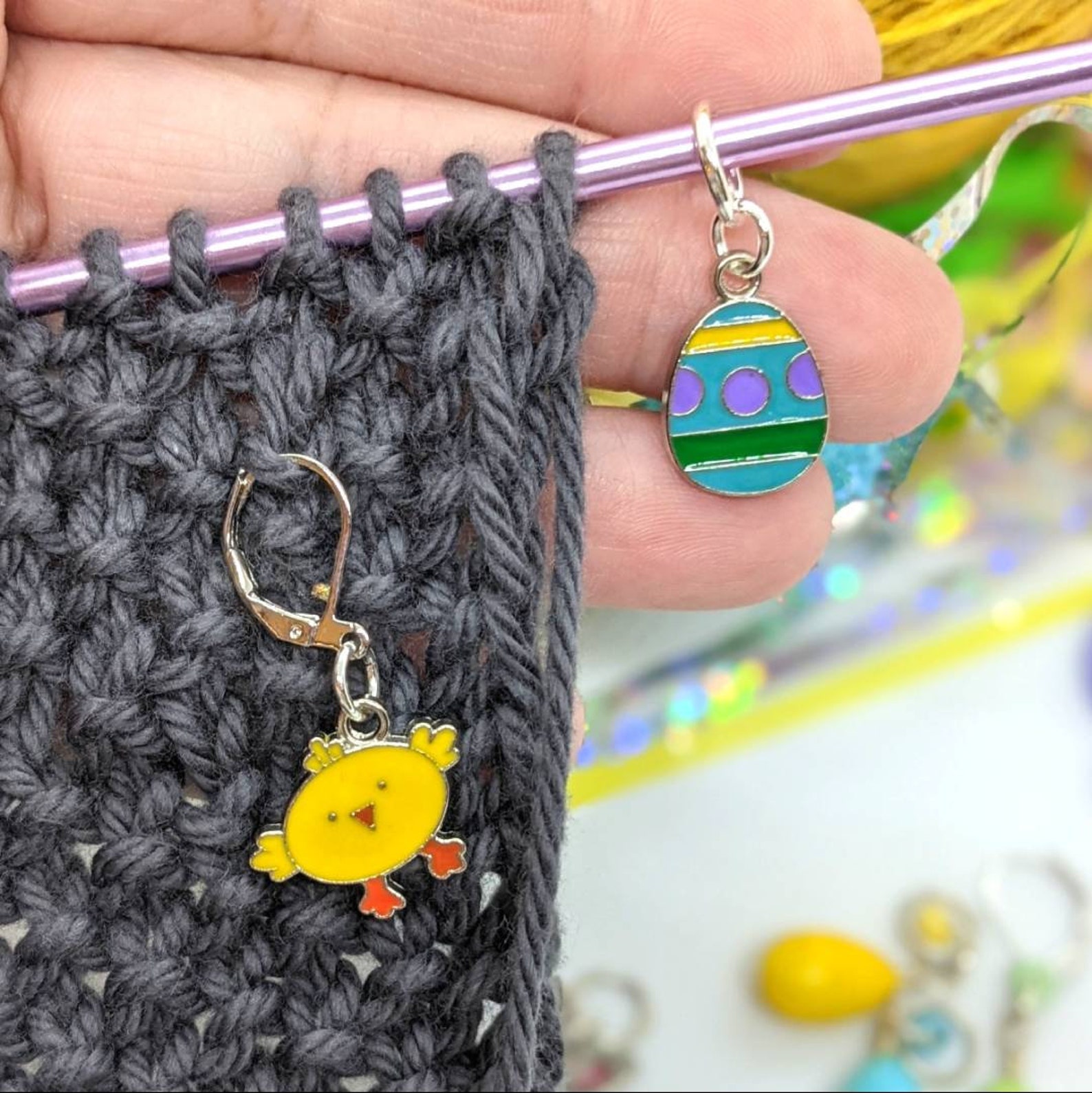 EGG HUNT Set of 8 Easter Stitch Markers Easter Knitting | Etsy