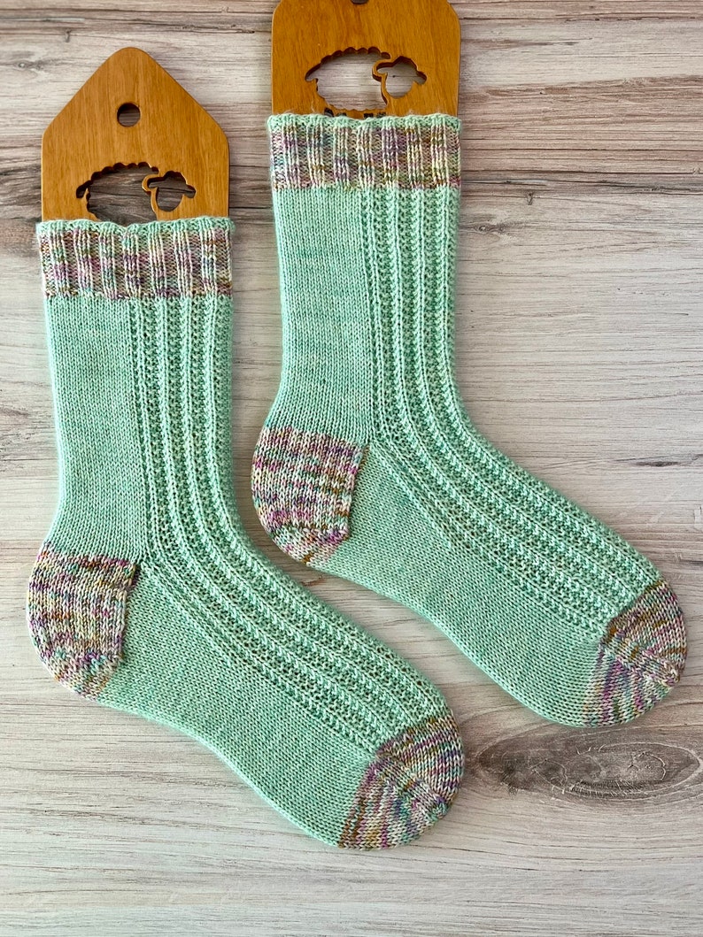 SERENE SOCKS Pattern, Fingering and DK Weight Sock Knitting Pattern, Digital Copy Only, Three by the Sea Designs, Both Sizes Included image 6