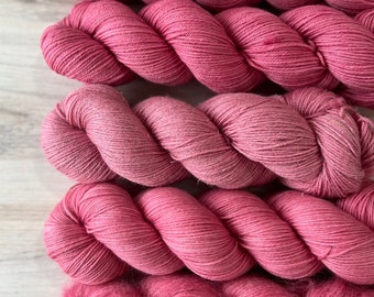LA VIE en ROSE, Hand-Dyed Yarn, Three by the Sea, Sock Weight Yarn, Dk Yarn, Lace Weight Yarn, Tonal Yarn, Pink Yarn, Spring Yarn