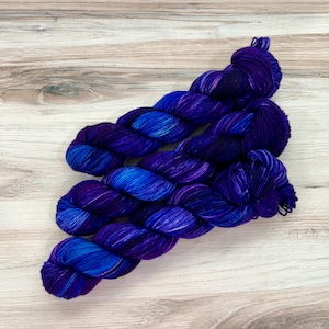 DK NIGHT DIVINE Hand Dyed Yarn, Three by the Sea Designs, Dk Weight Yarn, Destin Base, Variegated Yarn, Christmas Yarn, Winter Yarn