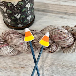 Needle Stoppers, CANDY CORN, Fall Stitch Stoppers, Halloween Needle Stoppers, Knitting Notions, Knitting Accessories, Knitting Needles