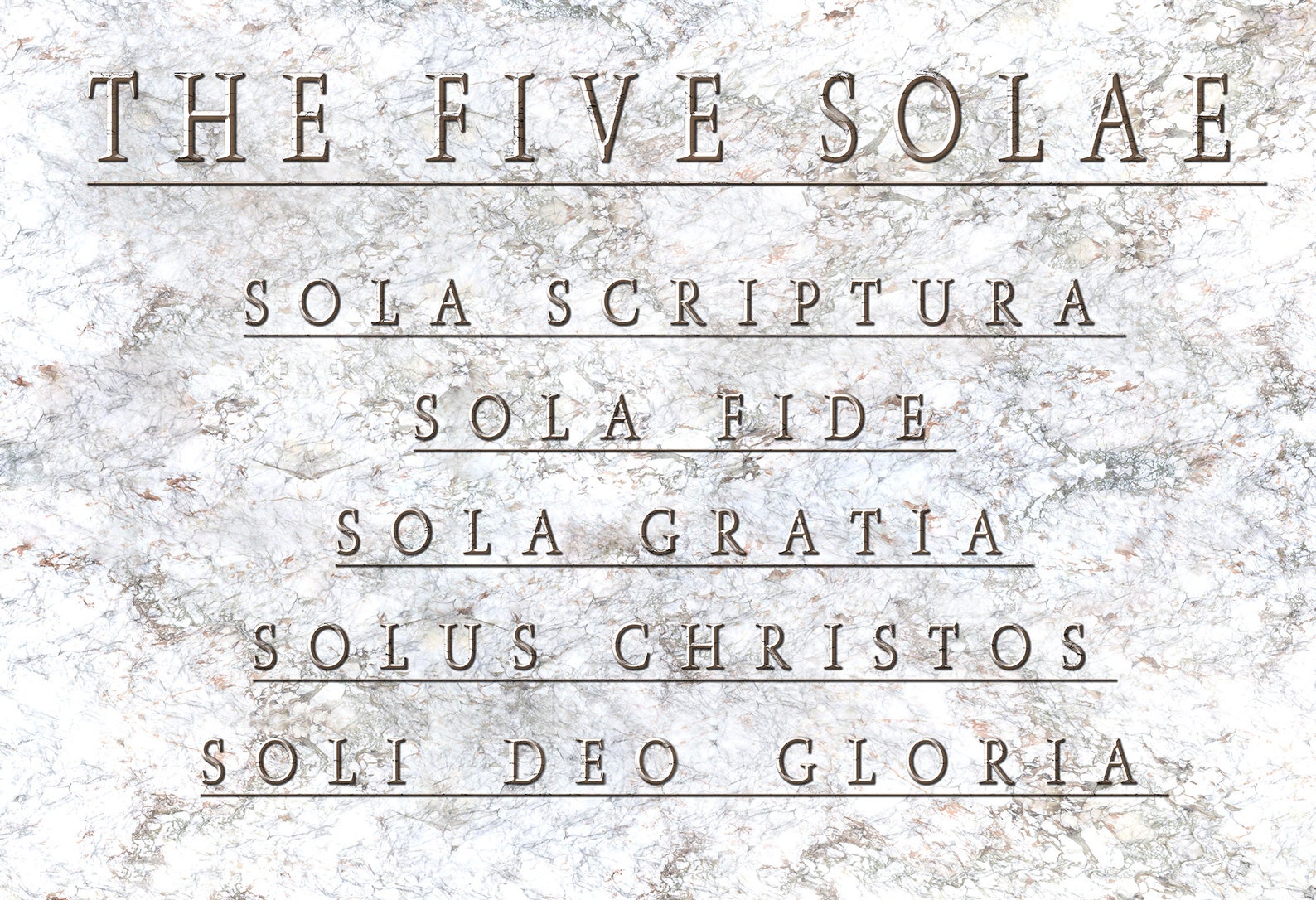 The Five Solae. In a Marble style. Scripture wall art for | Etsy