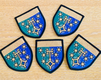 Set of five WCIT Armorial iron-on patches