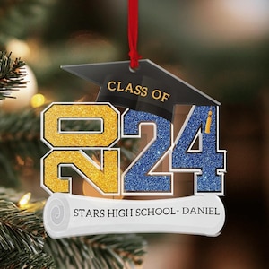 Personalized Graduation Acrylic Ornament, College Graduation Ornament, Grad Gift, Class Of 2024 Gift Ideas, High School Graduation Ornament