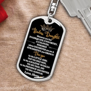 Personalized Keychain for Badass Daughter, Badass Daughter Gift from Mom, Keyring for Badass Daughter, Daughter Birthday/Christmas Gift