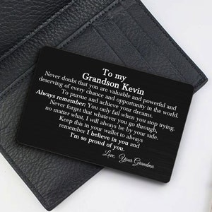 Wallet Card for Grandson from Grandma, Birthday Gift for Grandson, Graduation Gift for Grandson from Grandpa, Grandson Gift from Grandparent