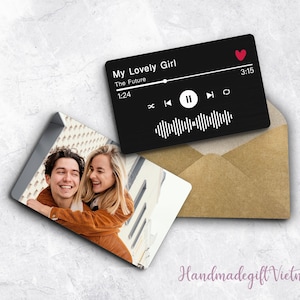 Tarjeta de billetera con canción personalizada para él, regalo de billetera con foto personalizada para pareja, regalo de aniversario para novio, tarjeta de billetera para esposo