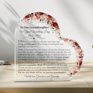 To Our Granddaughter On Wedding Day, Wedding Gift From Grandparents To Bride, Granddaughter Wedding Keepsake, For Granddaughter On Wedding